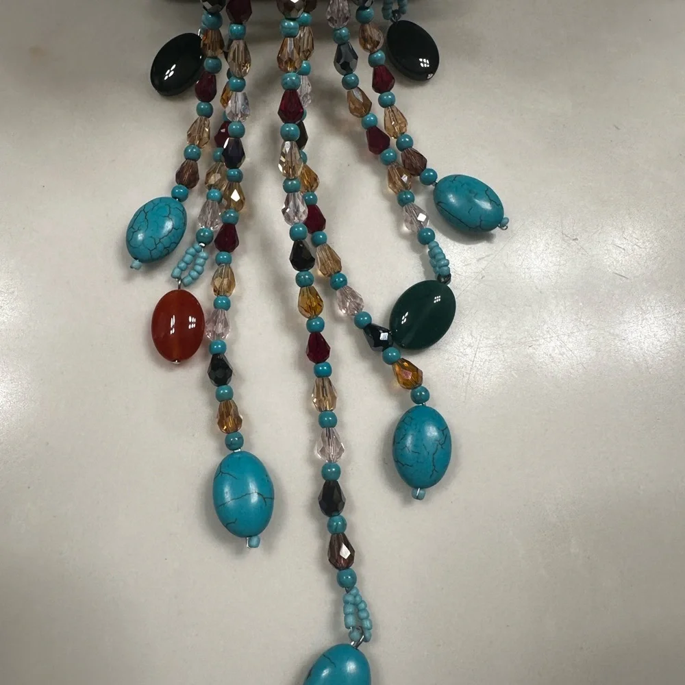 Joan Rivers Turquoise Beaded Necklace with Floral Pendant - Picture 4 of 7